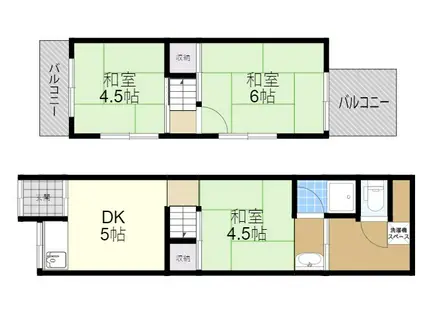 京阪本線 萱島駅 徒歩18分 2階建 築52年(3DK)の間取り写真