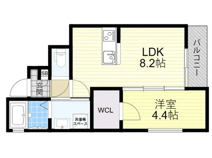 GRACIAS COURT豊野町(1LDK/1階)の間取り写真