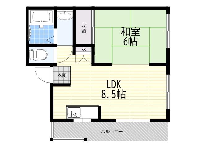 第2ハイツタカヒロ(1LDK/2階)の間取り写真