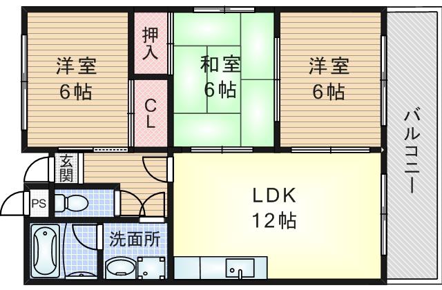 グローリウス長野(3LDK/3階)の間取り写真