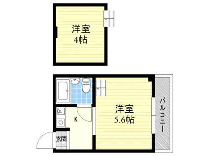 ラフィーネ千里丘(ワンルーム/3階)の間取り写真