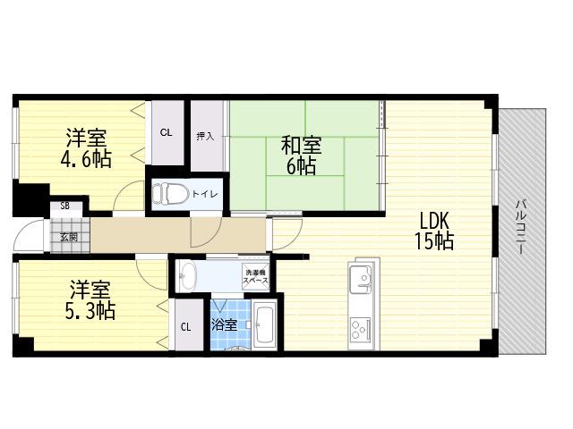 シティプラザ深江北町(3LDK/2階)の間取り写真