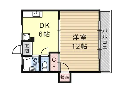 ミキハイム(1DK/4階)の間取り写真
