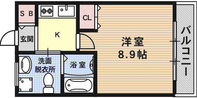 ビューテラス岡本(1K/1階)の間取り写真