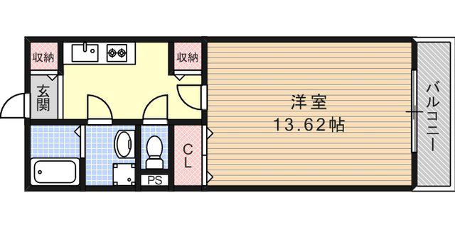 ビューテラス岡本(1K/2階)の間取り写真