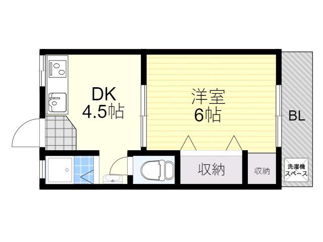 ハイツサンフラワー(1DK/2階)の間取り写真