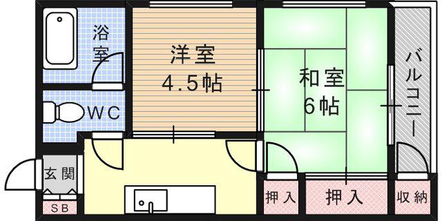 白菊マンション(2K/3階)の間取り写真