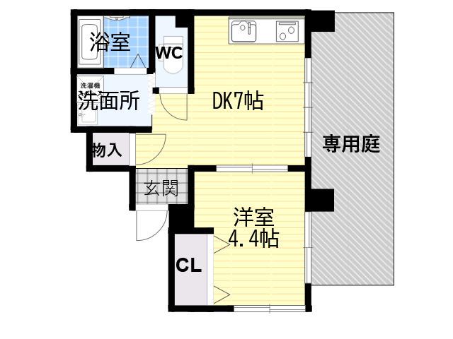 奥野ハイツ(1DK/1階)の間取り写真