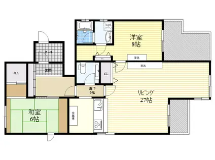 エクセレンス御影(2LDK/8階)の間取り写真