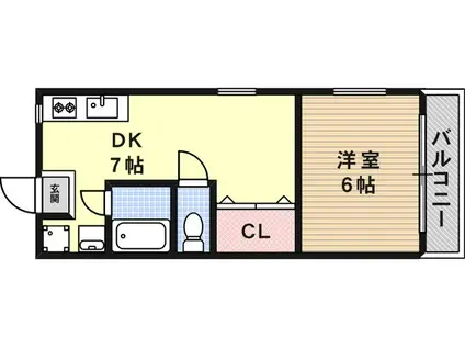 宮山マンション(1DK/2階)の間取り写真