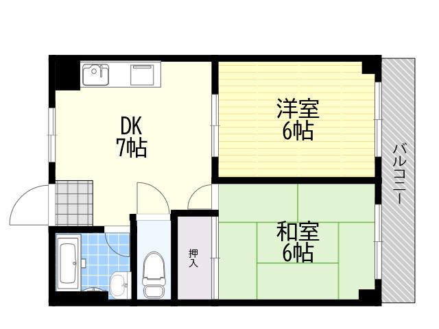 桑畑高徳マンション(2DK/3階)の間取り写真