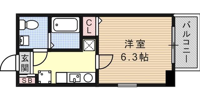 ダイドーメゾン神戸六甲(1K/4階)の間取り写真