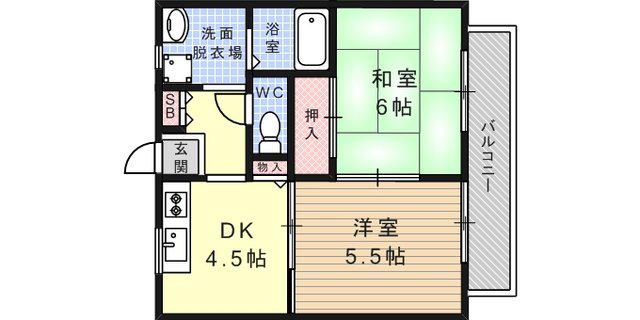 サンハイツ(2DK/2階)の間取り写真