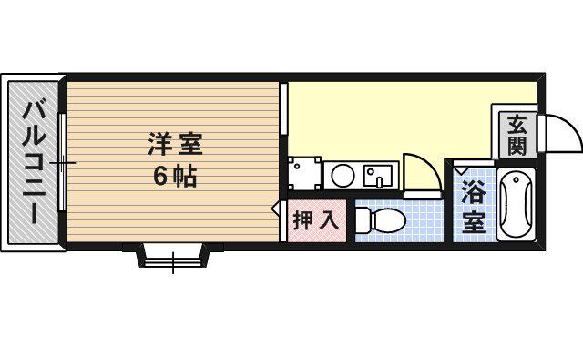 コスモハイツ高尾(1K/1階)の間取り写真