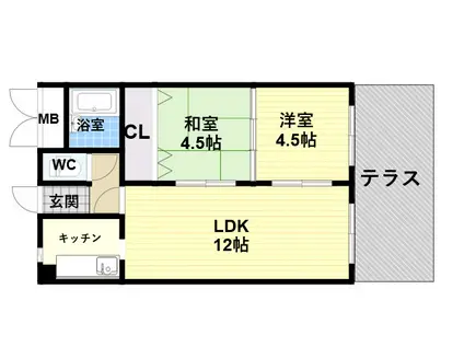 ヴィラ本山(2LDK/1階)の間取り写真