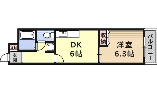 レヴィータ(1DK/4階)の間取り写真