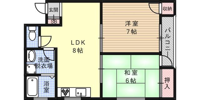 ハイツ井上(2LDK/2階)の間取り写真