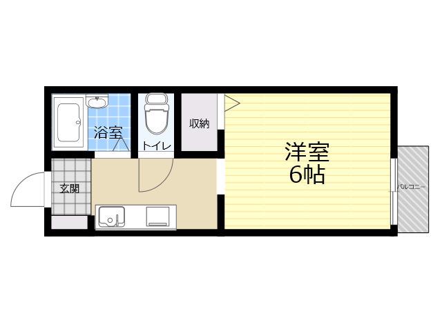 甲南ハイツ(1K/2階)の間取り写真