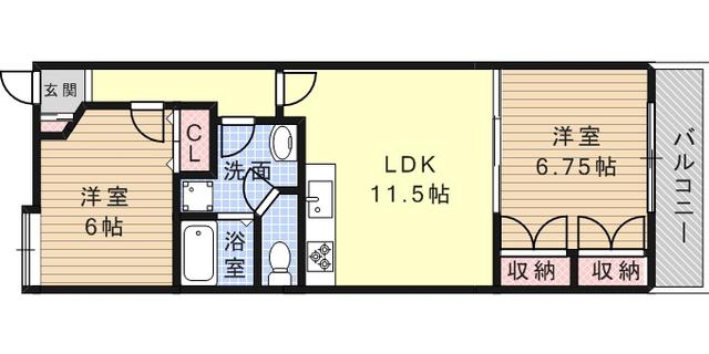 フレンチェ赤坂2(2LDK/3階)の間取り写真