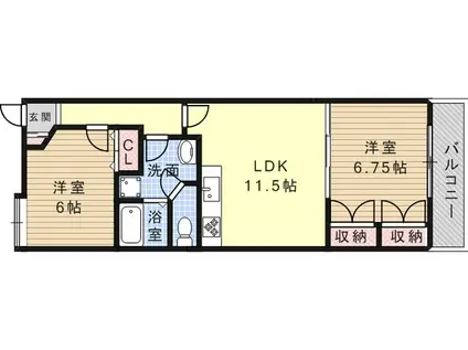 フレンチェ赤坂2(2LDK/2階)の間取り写真