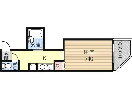 プラシード六甲(1K/3階)の間取り写真
