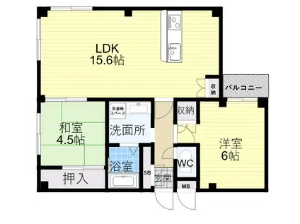 グレンコート御影(2LDK/1階)の間取り写真
