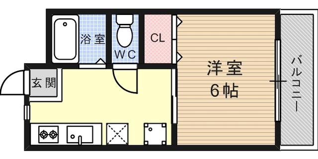 シティライフ岡本(1K/2階)の間取り写真