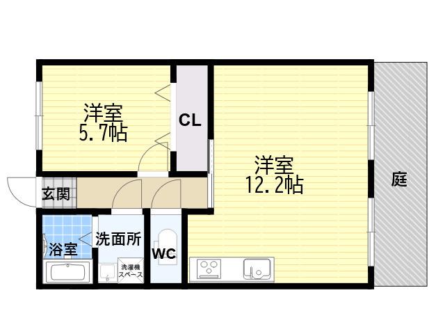 コスモハイツ六甲(1LDK/1階)の間取り写真