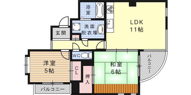 ハイム篠(2LDK/2階)の間取り写真