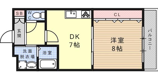 HILLS岡本(1DK/4階)の間取り写真