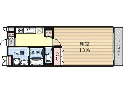 HILLS岡本(1K/1階)の間取り写真