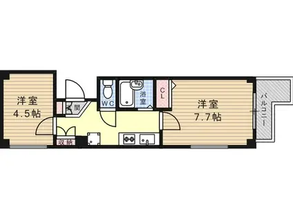 ブロスコート六甲Ⅱ(2K/2階)の間取り写真