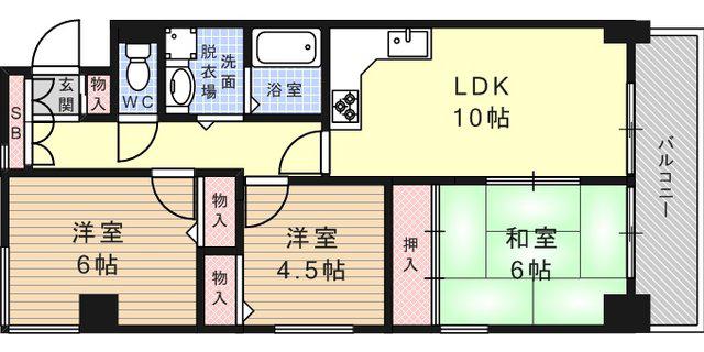 エルネスト甲南山手(3LDK/1階)の間取り写真