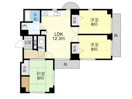 エルネスト甲南山手(3LDK/3階)の間取り写真