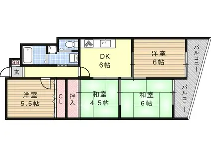フォルム高羽(4DK/1階)の間取り写真
