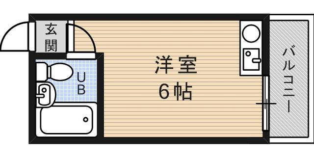 岡本ビラ(ワンルーム/2階)の間取り写真