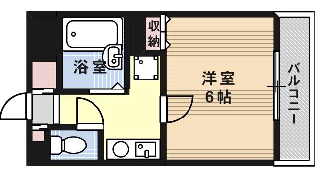 六甲ヒノキ(1K/4階)の間取り写真