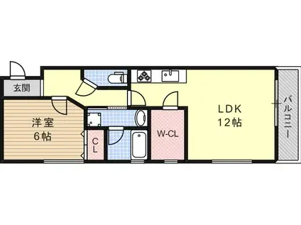 プロヴィデンス岡本(1LDK/3階)の間取り写真