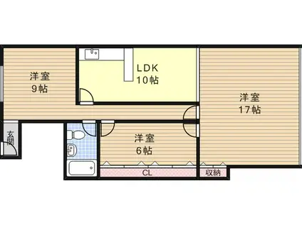 六甲ハイツ(3LDK/4階)の間取り写真