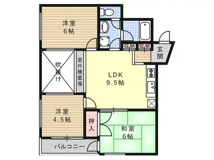 スペーシア高羽(3DK/3階)の間取り写真