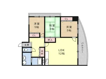 藤原ビルⅡ(3LDK/2階)の間取り写真