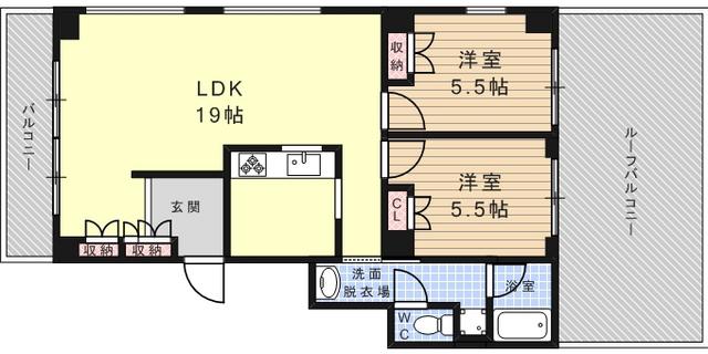 ルーチェ篠原北町(2LDK/5階)の間取り写真