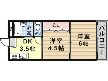 シティライフ43タカハ(2K/3階)の間取り写真