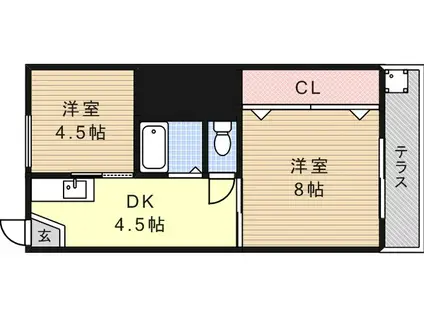 シティライフ43タカハ(2K/4階)の間取り写真