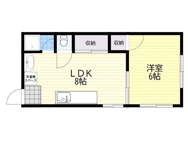 下川マンション(1LDK/2階)の間取り写真