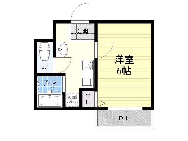 レジデンス六甲Ⅲ(1K/3階)の間取り写真