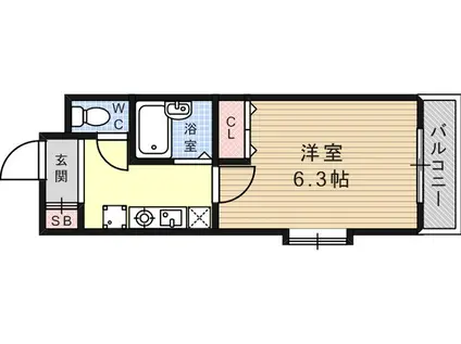 ラ・メルベーユ(1K/8階)の間取り写真