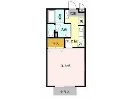 セジュール赤坂(1K/1階)の間取り写真