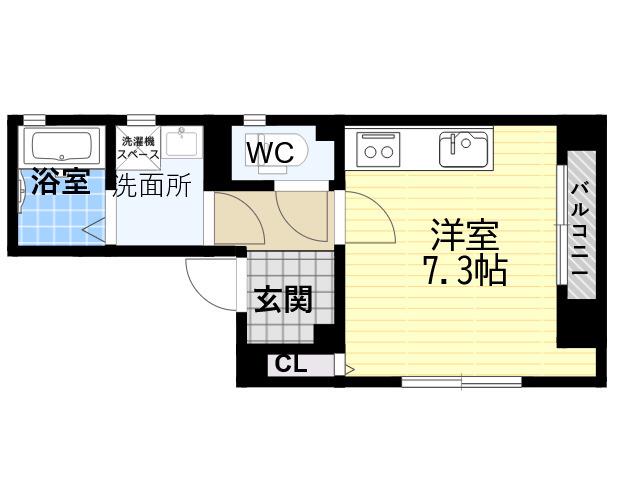K-FRONT(1K/2階)の間取り写真