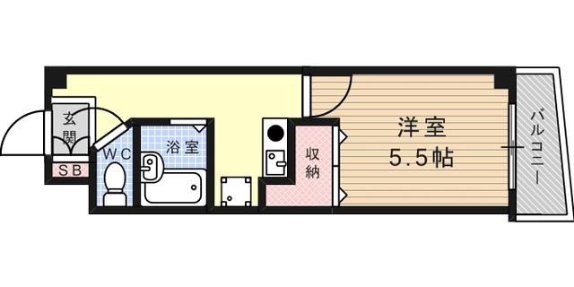 パレス六甲(1K/3階)の間取り写真